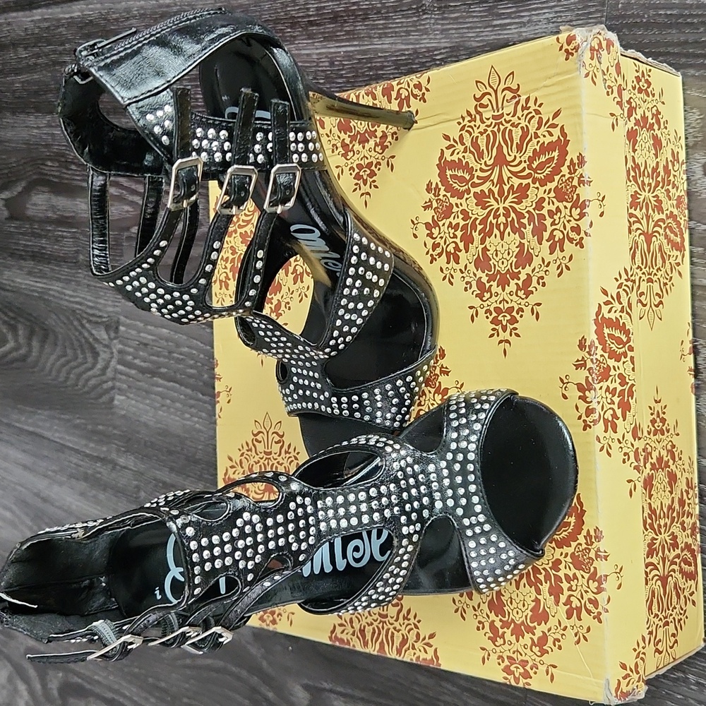 Promise Black Studded Heels Size 7